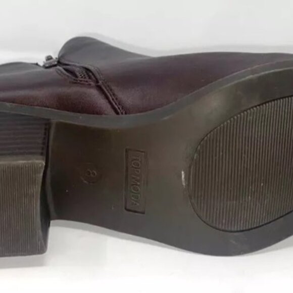 Top Moda Block Heel Ankle Bootie Zipper Brown Size 7.5 - Picture 6 of 6